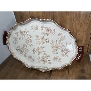 Temptations Floral Lace Chocolate Scalloped Platter Tray